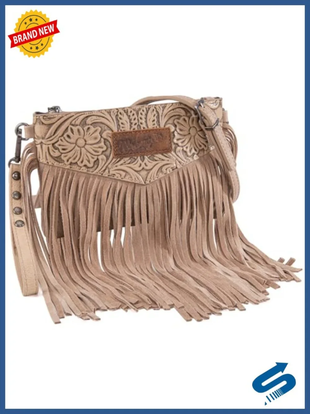 Wrangler Faux Leather Fringe Crossbody Purse Wristlet with Adjustable Strap